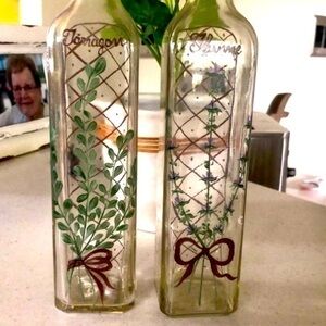 Decorative Salad dressing, oil and vinegar bottles for kitchen